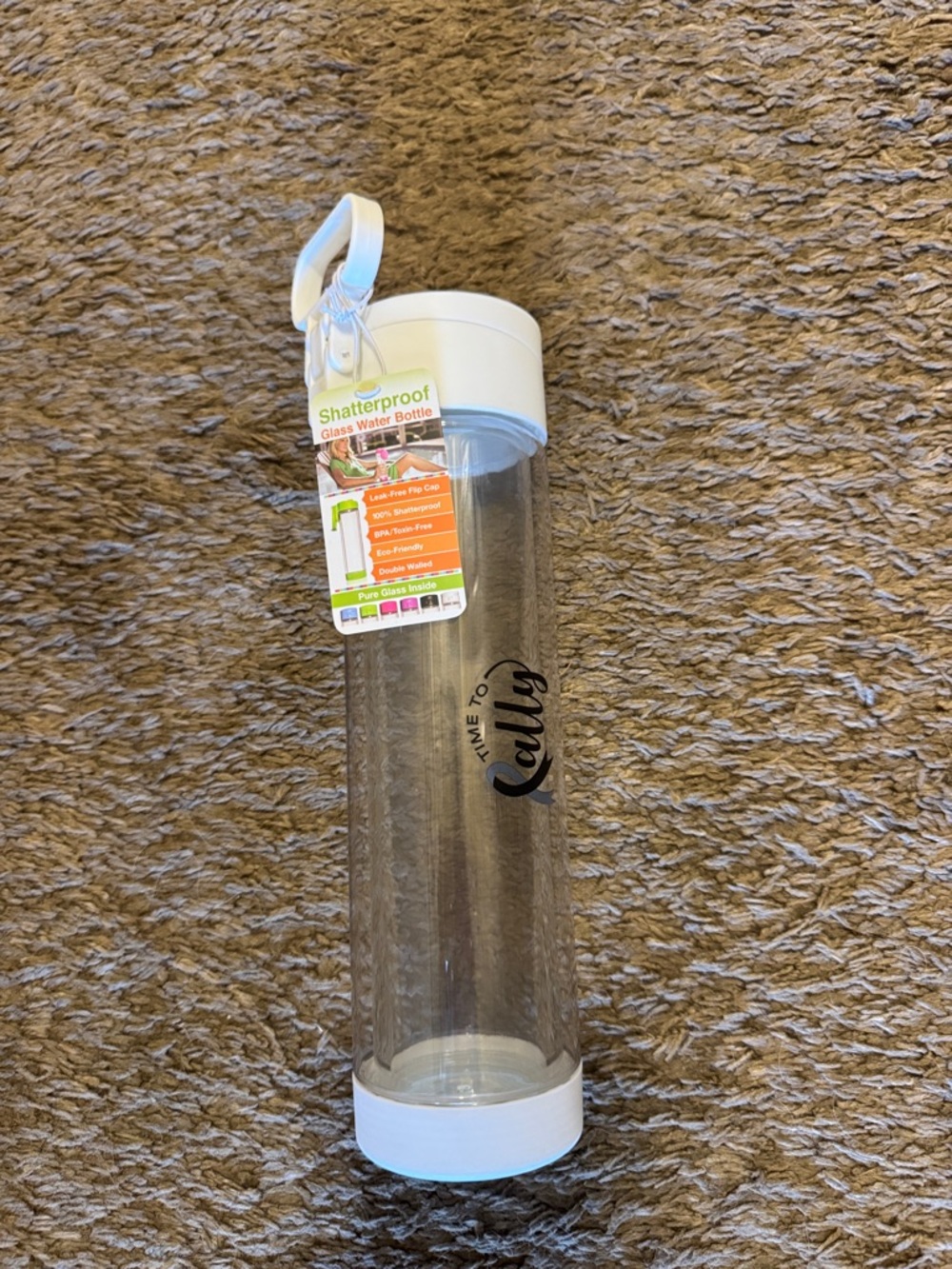 Clear Glass Water Bottle with White Caps
